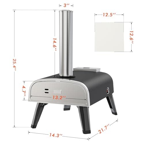 aidpiza Pizza Oven Outdoor 12" Wood Fired Pizza Ovens Pellet Pizza Stove for outside, Portable Stainless Steel Pizza Oven for Backyard Pizza Ovens 8