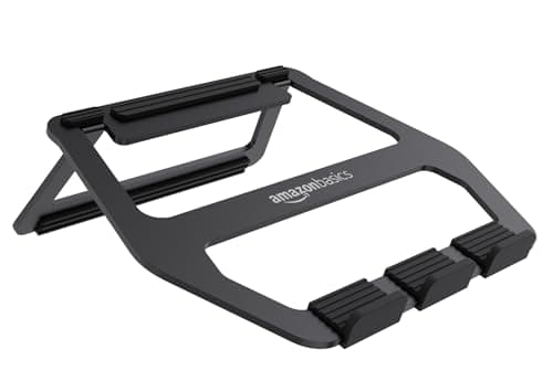Amazon Basics Aluminum Portable Foldable Laptop Support Stand for Laptops up to 13", Black