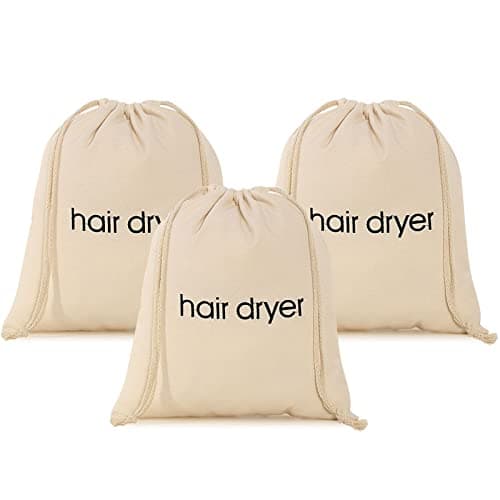 ERKXD 3 | 6 | 8 Pack Hair Dryer Bags Drawstring Bag Container Hairdryer Bag for travel bathroom (3 PCS White)