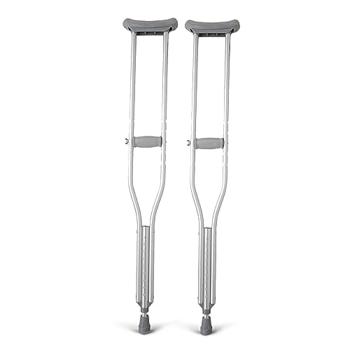 Medline Medium Aluminum Crutches For Adults & Seniors 5’2”–5'10" Tall, Walking Aid For Reliable Balance, Comfortably Holds Up To 300 lbs.