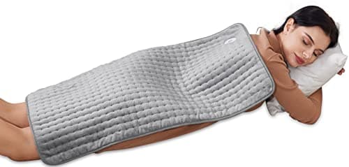 [3 Year Warranty] Portable Electric Heating Pad, Ultra Soft Flannel Heating Blanket, 6 Temperature Settings, Auto Shut-Off, Heating Therapy for Back Neck Abdomen and Shoulders, 33"x17" Grey