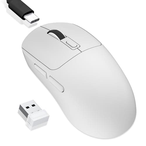 MELOGAGA Wireless Gaming Mouse, 2.4G/Bluetooth 5.4/USB-C 3-Mode Wired/Cordless Game Mice with 8 Adjustable DPI, Ergonomic Rechargeable Computer Mouse for PC, Mac, PS5, Tablet -White
