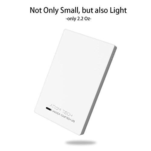 Attom Tech Dual USB Output Super Slim Power Bank Ultra Thin, 3000mAh Portable Charger Mini External Phone Battery Pack Small Dual Outlet, Emergency Phone Power Backup (White) 7