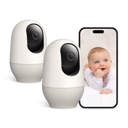 nooie Baby Monitor with Camera 2 Pack,WiFi Baby Monitor Camera,360-degree 2K,Smart Baby Camera with Motion Tracking,Night Vision,Two Way Audio&Sound Detection,Works with Alexa,SD Card and Cloud