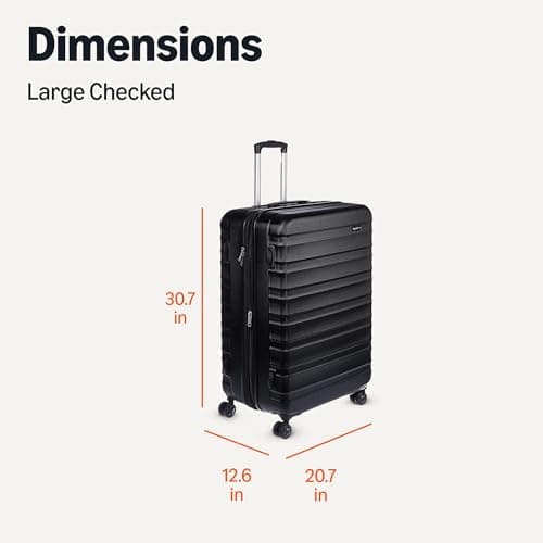 Amazon Basics 30" Hardside Large Checked Luggage, Hardshell Suitcase With Four Multi-directional Wheels, Expandable For Up to 15% More Space, Scratch-Resistant Shell, Black 6