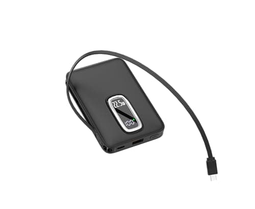 Nllosa for MagSafe Portable Charger Fast Charging,22.5W 10000mAh Magnetic Power Bank with Built-in Cable and Stand, for MagSafe Battery Pack Compatible with iPhone 17/16/15/14/13/12 Matte Black