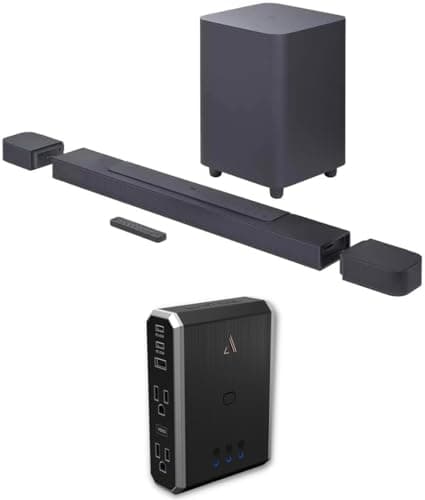 JBL BAR-700 5.1ch Soundbar and Subwoofer with Surround Speakers with a 7S-PS4-US1 4-Outlet Power with Omniport USB (2022)