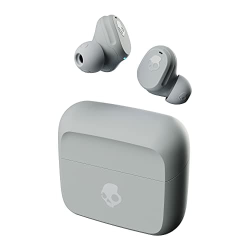 Skullcandy Mod Wireless Earbuds, Bluetooth Headphones, Up to 32 Hours Battery, Noise Isolating Fit, Sweat and Water Resistant, Microphone for iPhone Android - Light Grey/Blue
