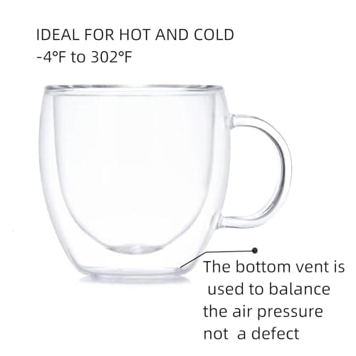 Generic 4-Pack 5 Ounces Double Wall Clear Glass Coffee mugs,5 oz Espresso Cups With Handle,Insulated Mugs,Cappuccino Cups,Tea Cups,Latte Cups,Beverage Glasses Heat Resistant 5
