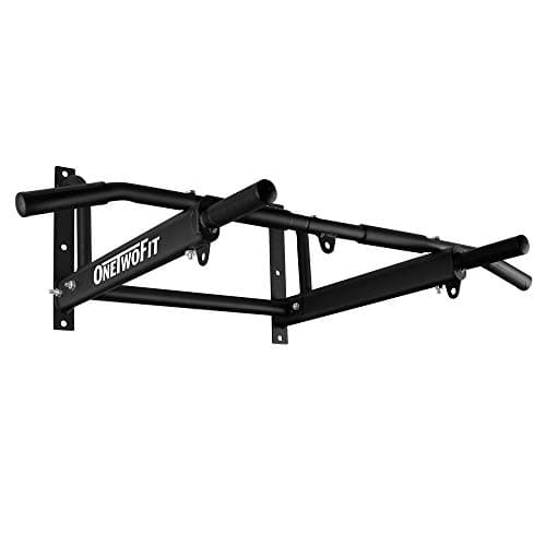 OneTwoFit Wall Mounted Pull Up Bar with More Stable 6-hole design for Indoor and Outdoor Use, Maximum weight 440 Lbs OT103