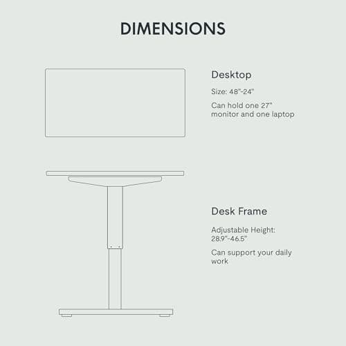 FLEXISPOT 48" x 30" Electric Standing Desk, One-Piece Desktop, White Frame & Black Top (One Box) 6