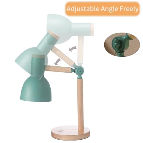 LRXJHHTY Table Lamp,Wooden Adjustable Tri-Color Desk & Bedside Lamp for Office, Living Room, Bedroom & Kids Room (Green) 5