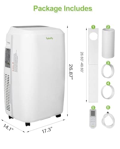 Hykolity 12,000 BTU WiFi Enabled Portable Air Conditioner, 5 in 1 Window Kit Quiet Smart AC Unit with 3-Speed Fan & Dehumidifier, 24H Timer & Sleep Mode for Living Room, Bedroom, Up to 550 Sq.Ft 7