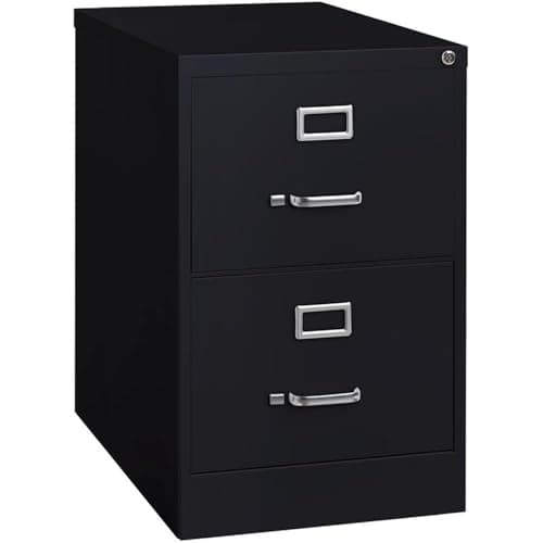 Pemberly Row 2 Drawers 28.38" Vertical Black Metal Filing Cabinet Lockable Pre-Assembled Stationary Legal Size for Home, Office