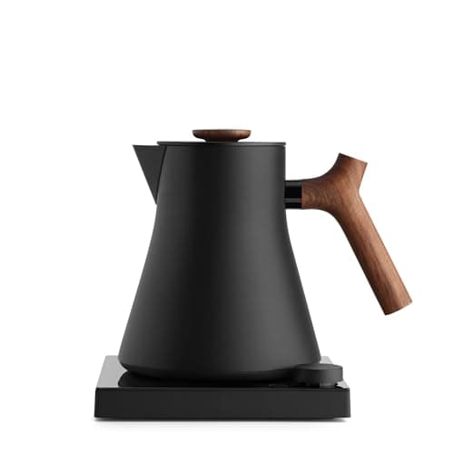 Fellow Corvo EKG Pro Studio Edition Electric Tea Kettle - Quick Heating, Precise Temperature Control, Scheduling, Built-in Brew Timer - Matte Black with Walnut Handle - 0.9 Liter