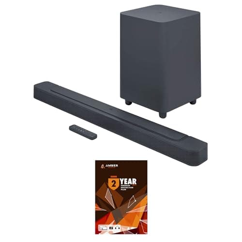 JBL BAR-500 5.1ch Soundbar and Subwoofer with MultiBeam and Dolby Atmos with 2 Year Amber Protection Plan (2022)