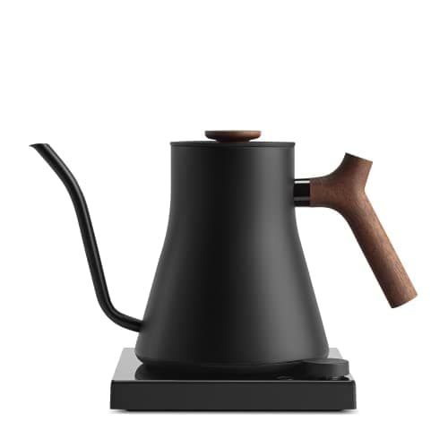 Fellow Stagg EKG Pro Studio Edition Electric Gooseneck Kettle - Pour-Over Coffee, Tea, Quick Heating, Precise Temperature Control, Scheduling, Built-in Brew Timer-Matte Black with Walnut Handle, 0.9 L