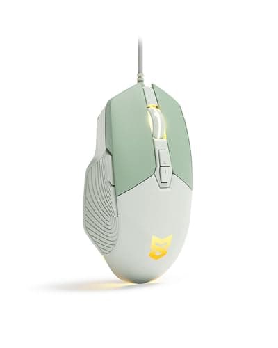 SM6PRO Ergonomic Wired Gaming Mouse, 7200 DPI Optical Sensor Adjustable, USB C, RGB LED Backlit Gaming Mice with 7 Programmable Buttons, Plug Play High-Precision for PC Laptop, Mint Green