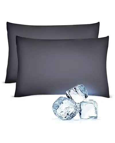 Lavish Comforts® Cooling Pillow Cases for Hot Sleepers – Cool, Ultra-Soft King Pillow Cases for Frizz, Anti Acne Pillow Case, Antimicrobial, Alternative Silk Pillow Cases– King Slate Gray Set of 2 9