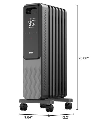 DREO Oil Filled Radiator, Electric Radiant Heaters for indoor use Large Room with Remote Control, Child Lock, 4 Modes, Overheat & Tip-Over Protection, 24h Timer, Digital Thermostat, Quiet, 1500W 8