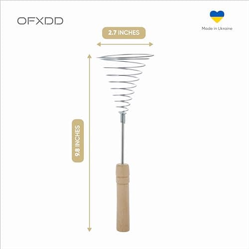 Stainless Steel Spring Coil Whisk 1 Pcs - Wire Whip Egg Whisk with Wooden Long Handle - Heavy Duty Whisks for Cooking 6