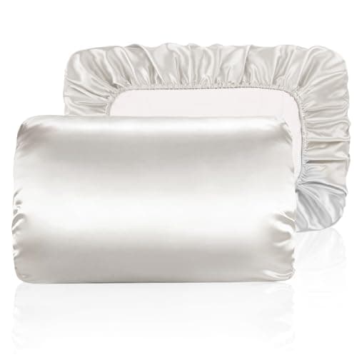Yanideer Satin Pillowcase for Hair & Skin Travel Elastic Band Cooling Satin Pillowcases - Satin Pillow Case Cover Pillow Cases Standard Size Queen, Grey