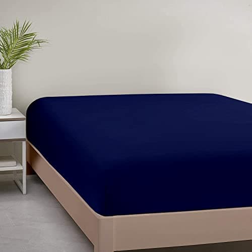 SKY BEDDINGS RV King Fitted Sheet – 1 Fitted Bottom Sheet, RV King Sheet 72 x 80 Size – Ultra Soft Brushed Microfiber, Hotel Quality – 8" Deep Pocket, Wrinkle-Resistant & Breathable – Navy Blue