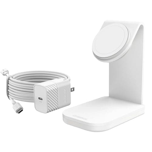 OtterBox Wireless Charging Stand for MagSafe (MFi Approved -15W) - Includes 20W Wall Charger & 2M (6.6FT) USB-C to USB-C Cable - Brilliant Opera (White) (Brilliant Opera (White))