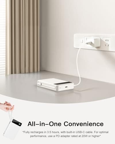 Magnetic Power Bank, 10,000mAh Wireless Portable Charger for Mag-Safe 15W Fast Charging, Battery Pack with USB-C Cable 20W In/Out for iPhone 17e/Air/17/16/15/14/13/12/Plus/Pro/Pro Max, AirPods & More 5