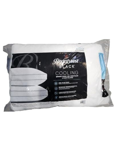 BEAUTYEST Black Cooling Memory Foam Plus Gel Fiber Blended Filled Pillow, 2 Pack