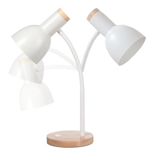 LRXJHHTY Table Lamp,Wooden Adjustable Desk Lamp,Dorm Lamp&Bedside Lamp for Living Room, Bedroom, Kids Room (White) 5
