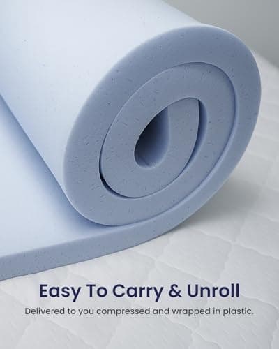 LOUNJ Gel Memory Foam Mattress Topper Full XL, 2 Inch Cooling Bed Topper for Back Pain Relief and Pressure Support, CertiPUR-US Certified, Made in USA, Blue 8