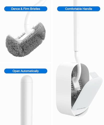 Toilet Bowl Brush and Holder, OSCIOSS Toilet Brush Set with Ergonomic Design, Compact Size, Durable Bristles, RV Toilet Brushes & Holders for Dead Corner Clean, White 6