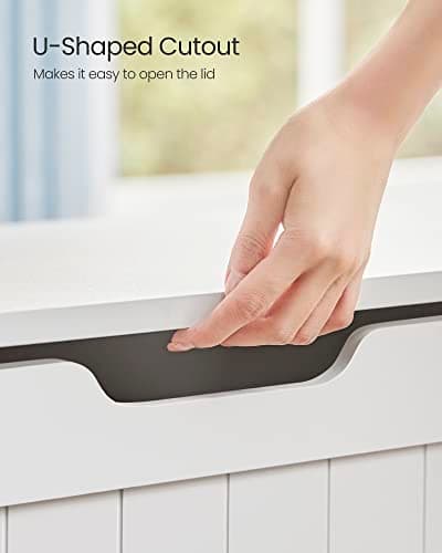 VASAGLE Storage Chest, 29.9 Inches Width Storage Bench, Entryway Bench with 2 Safety Hinges, Shoe Bench, Farmhouse Style, for Entryway, Bedroom, Living Room, Cloud White ULHS11WT 7