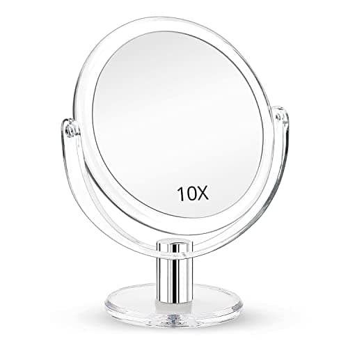 Fabuday Magnifying Makeup Mirror Double Sided, 1X 10X Magnification Mirror, Table Top Vanity Mirror, Transparent
