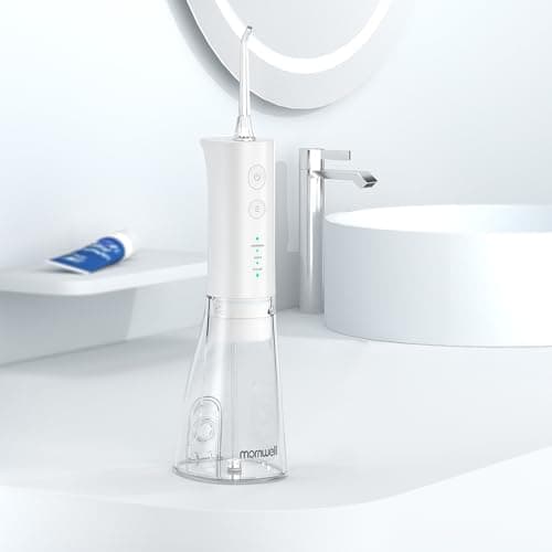 Water Dental Cordless Flosser for Teeth, mornwell 3s Pressure Crescendo Oral Irrigator, Professional Rechargeable Portable Water Floss with 4 Tips, Suitable for Travel Sensitive Teeth and Children 6