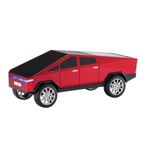 WSTER Cyber Pickup Bluetooth Replica Speaker with LED Display Screen – Considerate Gift for Car Design Fans & Audio Users, TWS Stereo, FM, USB/TF Playback, LED Headlights, Built-in Mic (RED)
