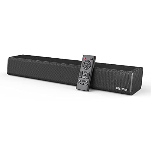 Sound Bar, BESTISAN 50 Watts Soundbar with HDMI, Optical, AUX, USB,Sub Out and Bluetooth Connection, DSP, Bass Adjustable, 16 Inch, Mountable