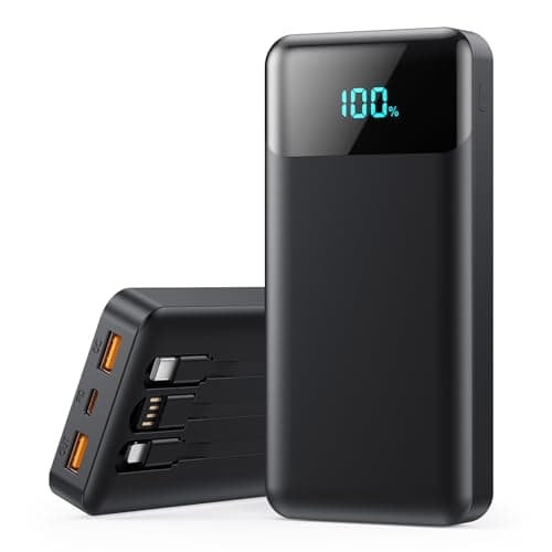 Portable Charger Power Bank 40800mAh with 3 Built-in Cables,25W Fast Phone Charging Portable Battery Pack,5 Outputs Travel Essentials Outdoor External Battery for iPhone 17/16,Galaxy Android etc-Black
