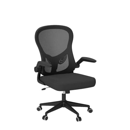 Hbada Office Chair Ergonomic Desk Chair, Office Chairs with PU Silent Wheels, Breathable Mesh Computer Chair with Adjustable Lumbar Support, Flip-up Armrests, Tilt Function, Black 6