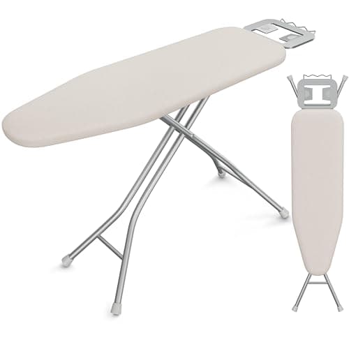 Yaheetech Foldable Ironing Board, Heavy Duty Iron Board with 9 Adjustable Heights, 4 Layer Cover and Safety Iron Rest, 52X14 Compact and Space Save Iron Board for Home Laundry Room Use, Beige