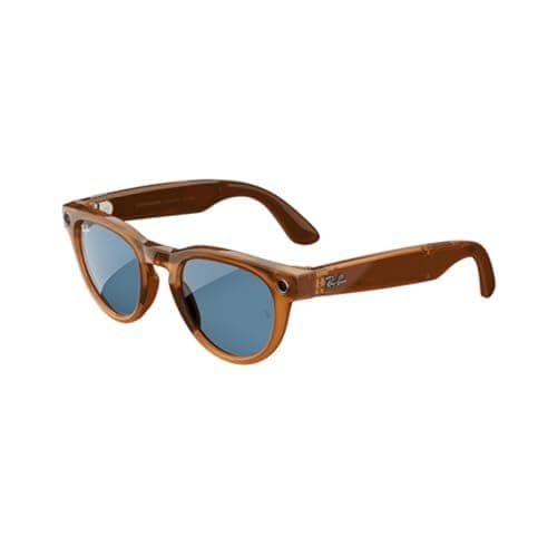 Ray-Ban Meta - Headliner (Standard) Smart Glasses - Shiny Caramel Transparent, Teal Blue