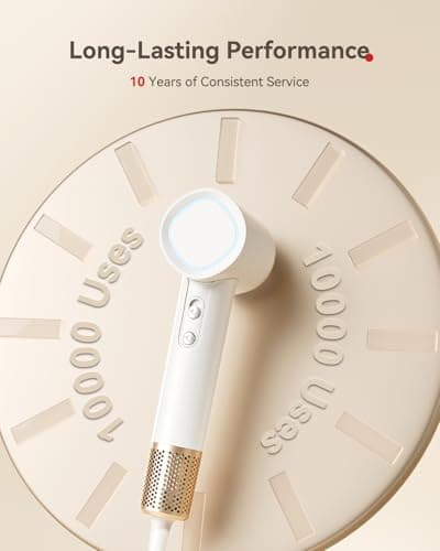 Hair Dryer Ionic, 150,000 RPM Hair Dryers for Women w/Ceramic Technology Nozzle for Fast Drying High Speed Blow Dryer 3-Speed Thermo Control Professional Low Noise Design for Home Travel Salon(White) 8