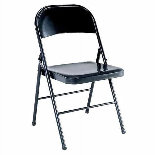 POMILER All-Steel Folding Chair, Double Braced Frame, Black, 30.4 x 18.3 inches