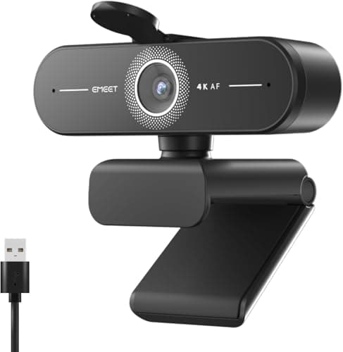 EMEET C60E 4K Webcam for PC - Ultra 4K HD, PDAF Autofocus, Dual Noise-Cancelling Mics, 73° FOV, Auto Light Correction, USB Plug&Play, Privacy Cover, Ideal for High-End Business Meetings&Live Streaming