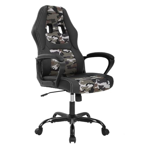 Gaming Chair PU Leather Chairs Ergonomic Office Chair Executive Computer Chairs High Back Computer Task with Lumbar Support Adjustable Height, Camo
