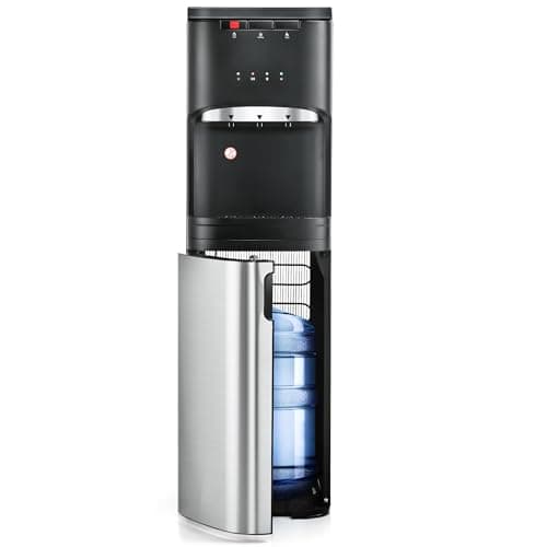 Euhomy Self Cleaning Bottom Loading Water Cooler Dispenser, with UV Lights Stainless Steel Water Cooler for Home, Office, Living Room, 3 Or 5 Gallon Bottle,Black