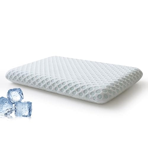 AMICLIBER Ultra Thin Pillow 2.75" Stomach Sleeping, Cooling Flat Pillows for Side Back Stomach Sleepers, Gel Infused Memory Foam Pillows - CertiPUR-US - Standard