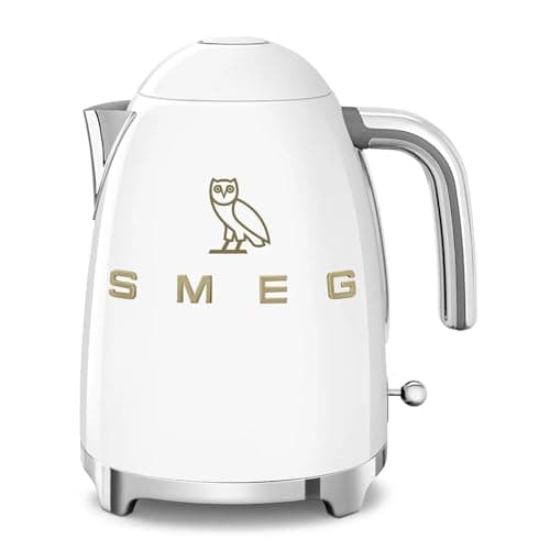 Smeg x OVO 1.7L Electric Kettle, OVO Collection SMEG Kettle, 50's Retro Style 7-Cup Electric Tea Kettle (White)