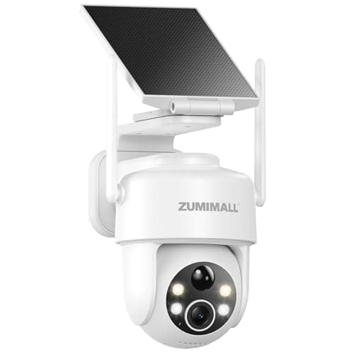 ZUMIMALL 2K Solar Security Cameras Wireless Outdoor, 360° PTZ Camera for Home Security with Color Night Vision, Flexible Mount, PIR Motion, 2-Way Talk, Free Cloud Storage